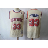 New York Knicks #33 Patrick Ewing Cream Throwback Jersey
