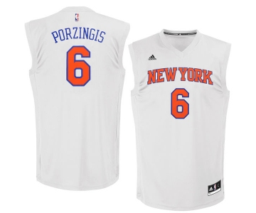 New York Knicks #6 Kristaps Porzingis White Chase Fashion Replica Jersey