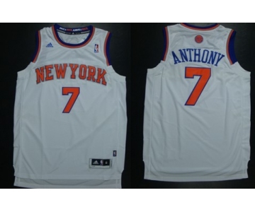 New York Knicks #7 Carmelo Anthony Revolution 30 Swingman 2013 White Jersey