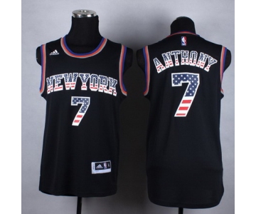 New York Knicks #7 Carmelo Anthony Revolution 30 Swingman 2014 USA Flag Fashion Black Jersey