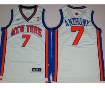 New York Knicks #7 Carmelo Anthony Revolution 30 Swingman White Jersey
