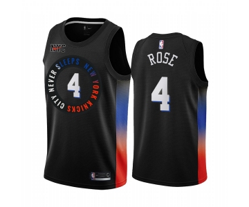 Nike Knicks #4 Derrick Rose Black NBA Swingman 2020-21 City Edition Jersey