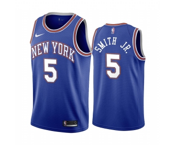 Nike Knicks #5 Dennis Smith Jr. Navy 2019-20 Statement Edition NBA Jersey