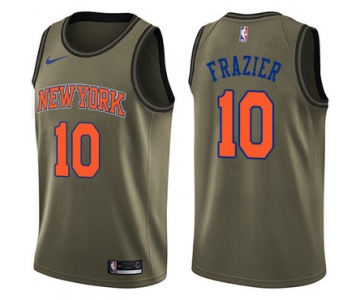 Nike New York Knicks #10 Walt Frazier Green Salute to Service NBA Swingman Jersey