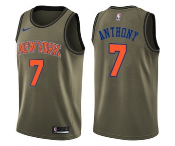 Nike New York Knicks #7 Carmelo Anthony Green Salute to Service NBA Swingman Jersey