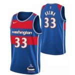 Men's Washington Wizards #33 Kyle Kuzma 75th Anniversary Blue 2021-2022 City Edition Swingman Stitched Jersey