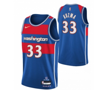 Men's Washington Wizards #33 Kyle Kuzma 75th Anniversary Blue 2021-2022 City Edition Swingman Stitched Jersey