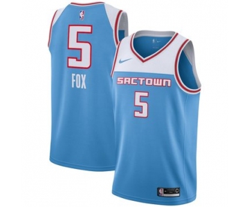 Men's Nike Sacramento Kings #5 De'Aaron Fox Blue NBA City Edition Jersey