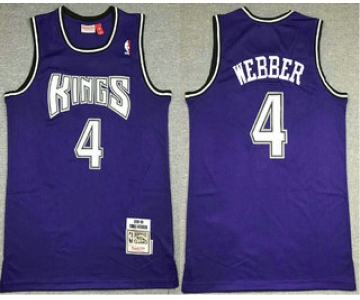 Men's Sacramento Kings #4 Chris Webber Purple 1998-99 Hardwood Classics Soul Swingman Stitched NBA Throwback Jersey