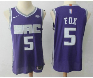 Men's Sacramento Kings #5 De'Aaron Fox Purple 2017-2018 Nike Authentic Stitched NBA Jersey
