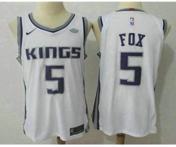 Men's Sacramento Kings #5 De'Aaron Fox White 2017-2018 Nike Authentic Stitched NBA Jersey