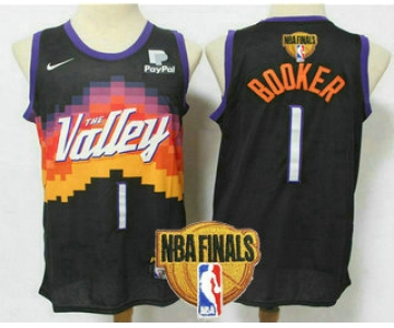 Men's Phoenix Suns #1 Devin Booker Black 2021 Finals Patch City Edition NBA Swingman Jersey