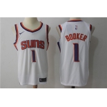 Men's Phoenix Suns #1 Devin Booker New White 2017-2018 Nike Swingman Stitched NBA Jersey