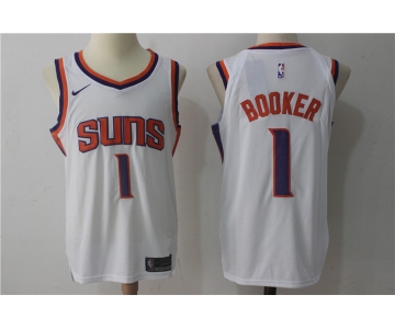 Men's Phoenix Suns #1 Devin Booker New White 2017-2018 Nike Swingman Stitched NBA Jersey