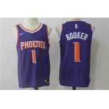 Men's Phoenix Suns #1 Devin Booker Purple 2017-2018 Nike Swingman Stitched NBA Jersey