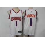Men's Phoenix Suns #1 Devin Booker White Nike 75th Anniversary Diamond 2021 Stitched Jersey