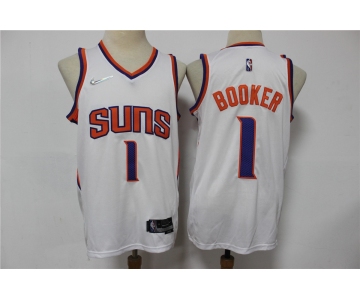 Men's Phoenix Suns #1 Devin Booker White Nike 75th Anniversary Diamond 2021 Stitched Jersey