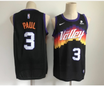 Men's Phoenix Suns #3 Chris Paul Black 2021 City Edition NBA Swingman Jersey With The Sponsor Logo