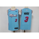 Heat 3 Dwyane Wade Light Blue 2020 Nike City Edition Swingman Jersey
