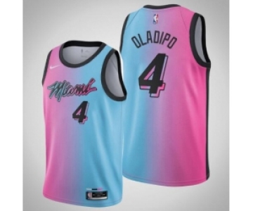 Men 2021 Miami Heat Victor Oladipo 4 Pink Blue City Jersey