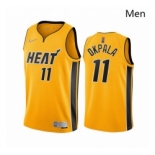 Men Miami Heat 11 KZ Okpala Yellow NBA Swingman 2020 21 Earned Edition Jersey