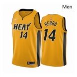 Men Miami Heat 14 Tyler Herro Yellow NBA Swingman 2020 21 Earned Edition Jersey