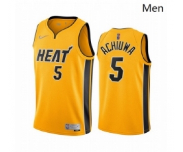 Men Miami Heat 5 Precious Achiuwa Yellow NBA Swingman 2020 21 Earned Edition Jersey