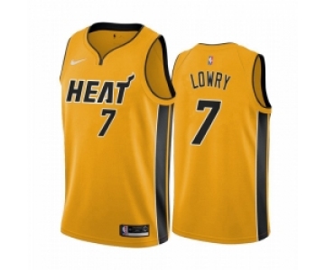 Men Miami Heat 7 Kyle Lowry Yellow NBA Swingman 2020 21 Earned Edition Jersey