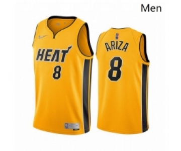 Men Miami Heat 8 Trevor Ariza Yellow NBA Swingman 2020 21 Earned Edition Jersey