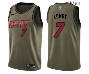 Men Nike Miami Heat 7 Kyle Lowry Green Salute to Service NBA Swingman Jersey