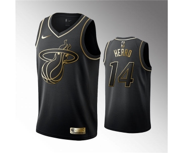Men's Miami Heat #14 Tyler Herro Black Golden Edition Jersey