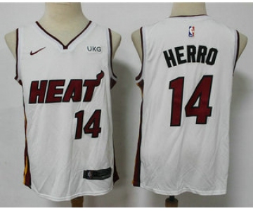 Men's Miami Heat #14 Tyler Herro White 2021 Nike Swingman Stitched NBA Jersey With The NEW Sponsor Logo