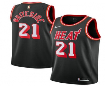 Men's Miami Heat #21 Hassan Whiteside Black 2017-2018 Nike Stitched Throwback Swingman Jersey