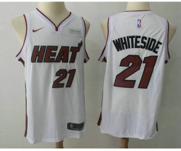 Men's Miami Heat #21 Hassan Whiteside White 2017-2018 Nike Swingman Ultimate Software Stitched NBA Jersey