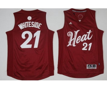 Men's Miami Heat #21 Hassan Whiteside adidas Red 2016 Christmas Day Stitched NBA Swingman Jersey