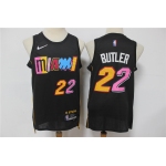 Men's Miami Heat #22 Jimmy Butler Black Diamond 2022 City Edition Swingman Stitched Jersey With Sponsor