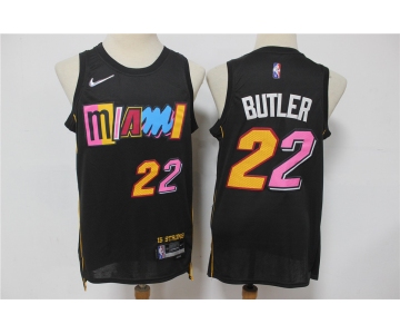 Men's Miami Heat #22 Jimmy Butler Black Diamond 2022 City Edition Swingman Stitched Jersey With Sponsor