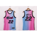 Men's Miami Heat #22 Jimmy Butler Pink Blue 2021 Nike City Edition Swingman Jersey