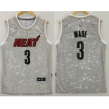Men's Miami Heat #3 Dwyane Wade Adidas 2015 Gray City Lights Swingman Jersey