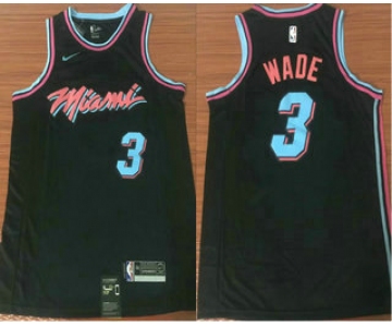 Men's Miami Heat #3 Dwyane Wade Black Nike NBA Swingman City Edition Jersey