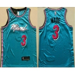 Men's Miami Heat #3 Dwyane Wade Light Blue 2019 City Edition AU Swingman ALL Stitched NBA Jersey