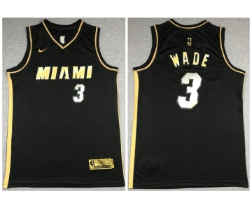 Men's Miami Heat #3 Dwyane Wade NEW 2020 Black Golden Edition Nike Swingman Jersey