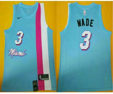 Men's Miami Heat #3 Dwyane Wade NEW Light Blue 2020 Nike Swingman Stitched NBA Jersey