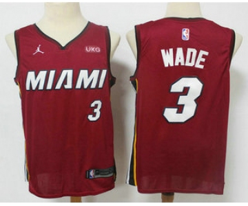 Men's Miami Heat #3 Dwyane Wade Red 2020 Brand Jordan Swingman Stitched NBA Jersey With The NEW Sponsor Logo