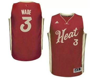 Men's Miami Heat #3 Dwyane Wade Revolution 30 Swingman 2015 Christmas Day Red Jersey