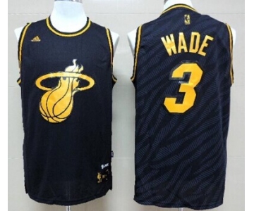 Miami Heat #3 Dwyane Wade Revolution 30 Swingman 2014 Black With Gold Jersey
