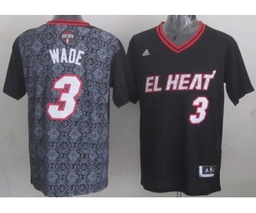 Miami Heat #3 Dwyane Wade Revolution 30 Swingman 2014 Noche Latina Black Jersey