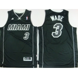 Miami Heat #3 Dwyane Wade Revolution 30 Swingman All Black With White Jersey