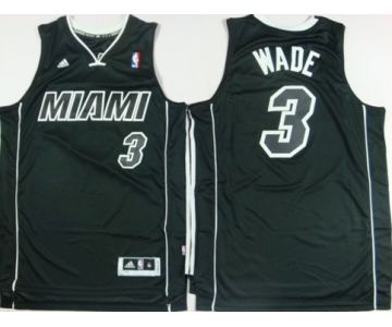 Miami Heat #3 Dwyane Wade Revolution 30 Swingman All Black With White Jersey