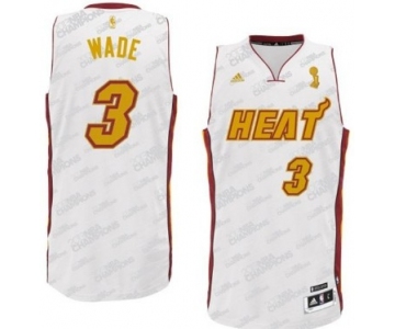 Miami Heat #3 Dwyane Wade Revolution 30 Swingman White With Gold Jersey